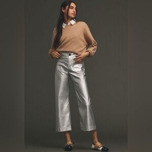 Anthropologie Silver Wide Leg Pants